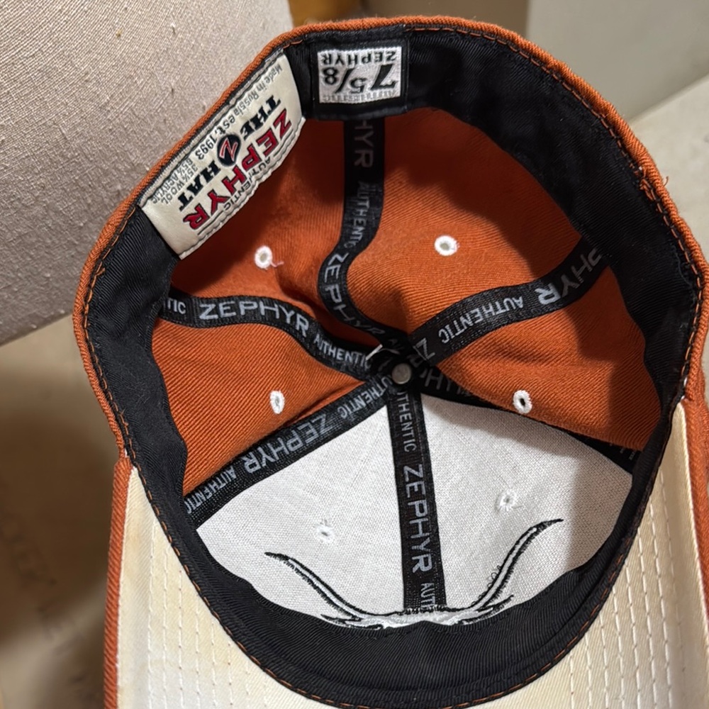 Zephyr Burnt Orange Cap with Longhorn Design some fading - Picture 2 of 5
